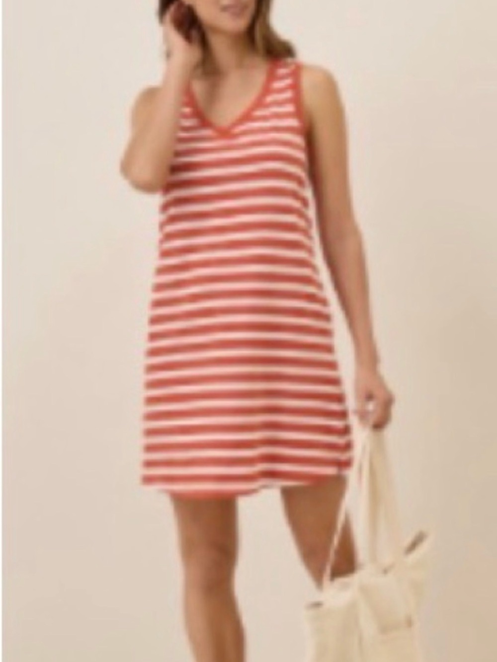 Pact Orange and White Striped Cotton Dress size XL